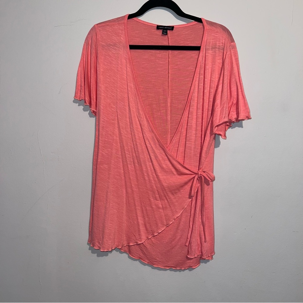 Lane Bryant Coral Wrap Blouse 14/16